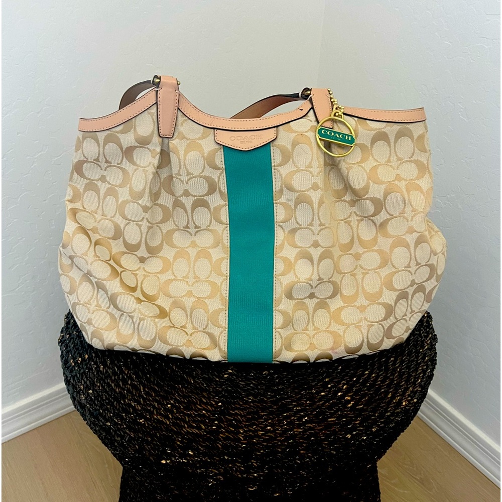 Coach Signature Stripe Tote (Used)